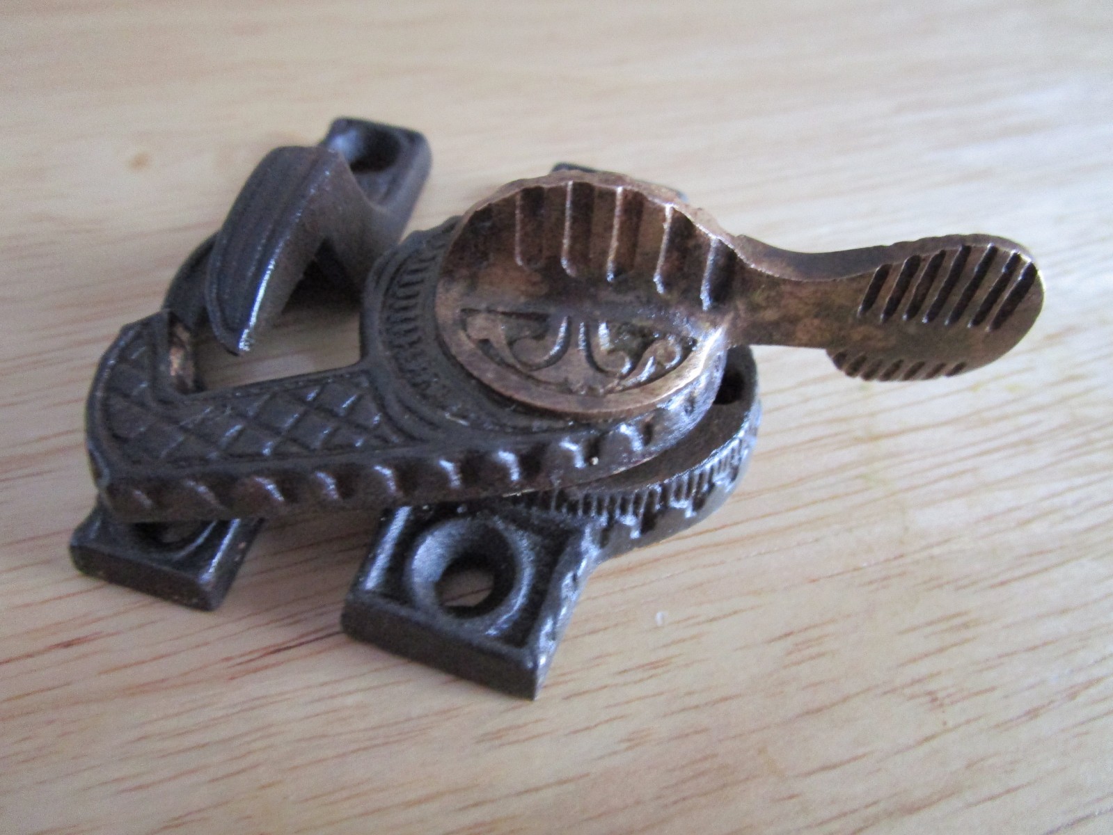 5 Antique Victorian Eagle-Claw Iron/Brass Window Sash Locks Pat.1894 by Ives