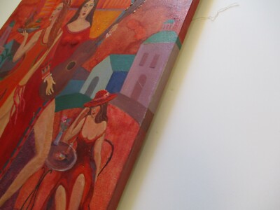 Modernist Painting Women City Urban Musician Cafe Expressionism Cubism Listed