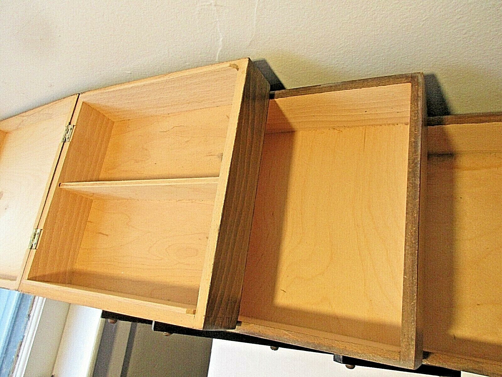 Vintage Wood Scissor Accordian Folding Strommen Bruk Hamar Style Sewing Box