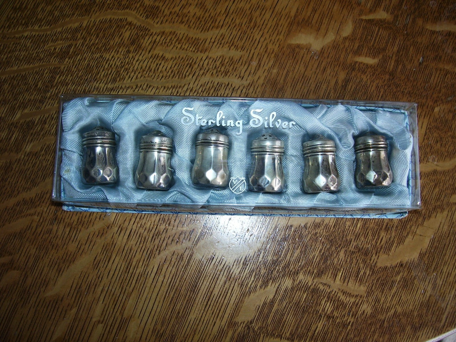 Vintage V / L Sterling Mini Salt Shakers Set In Original Box Marked MINT!!