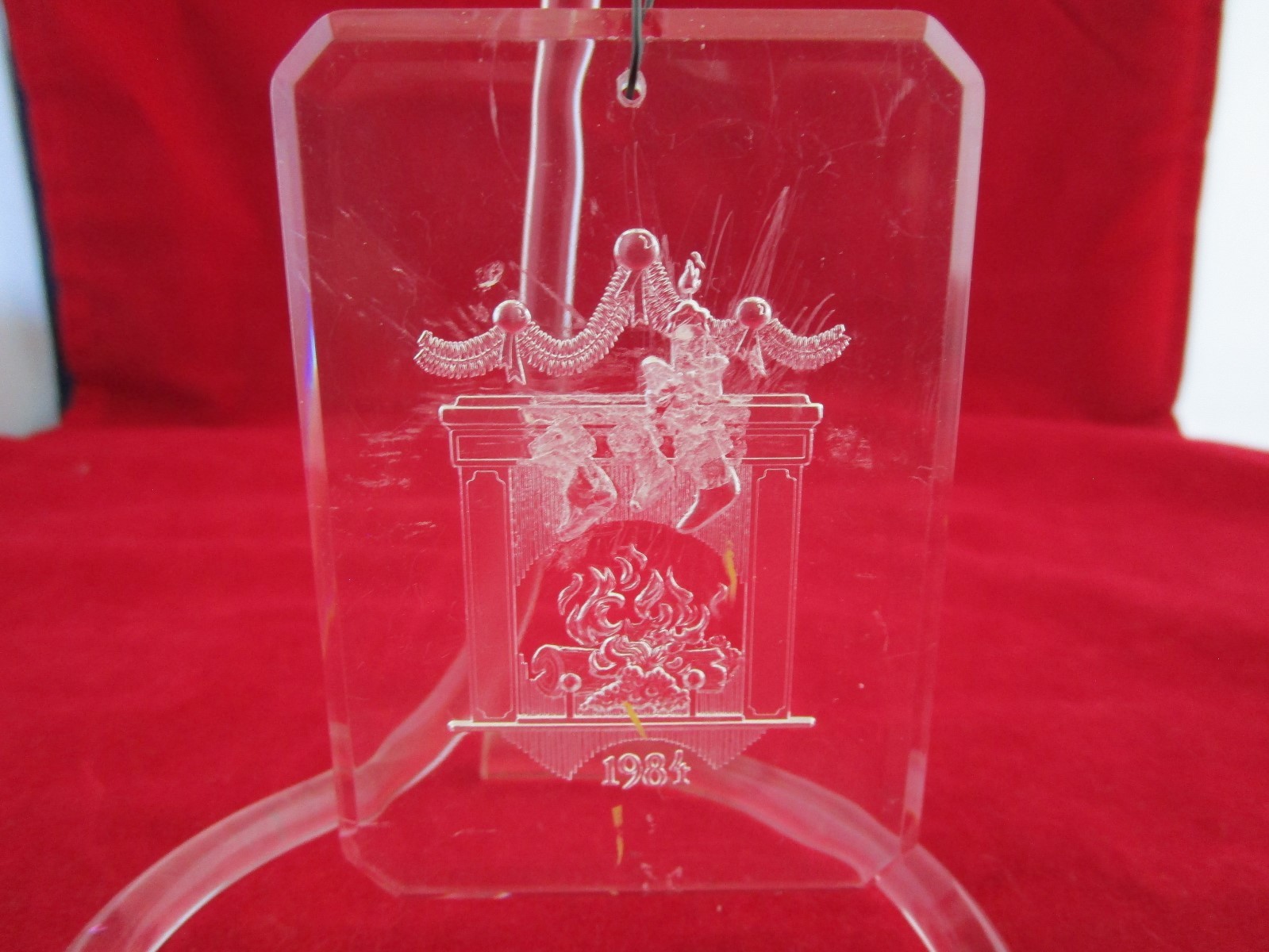1984 Clear Acrylic Christmas Ornament With Acrylic Stand  F/S