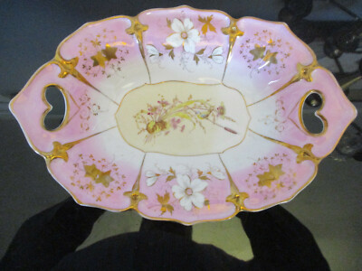 Pale Yellow Vintage Hand Painted Porcelain Serving Piece White Gold Floral Motif Marked Nippon 1067