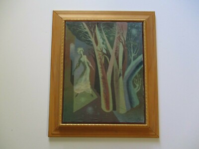 Mid Century Modern Painting Possibly Russian Surreal Cubism Modernism Abstract