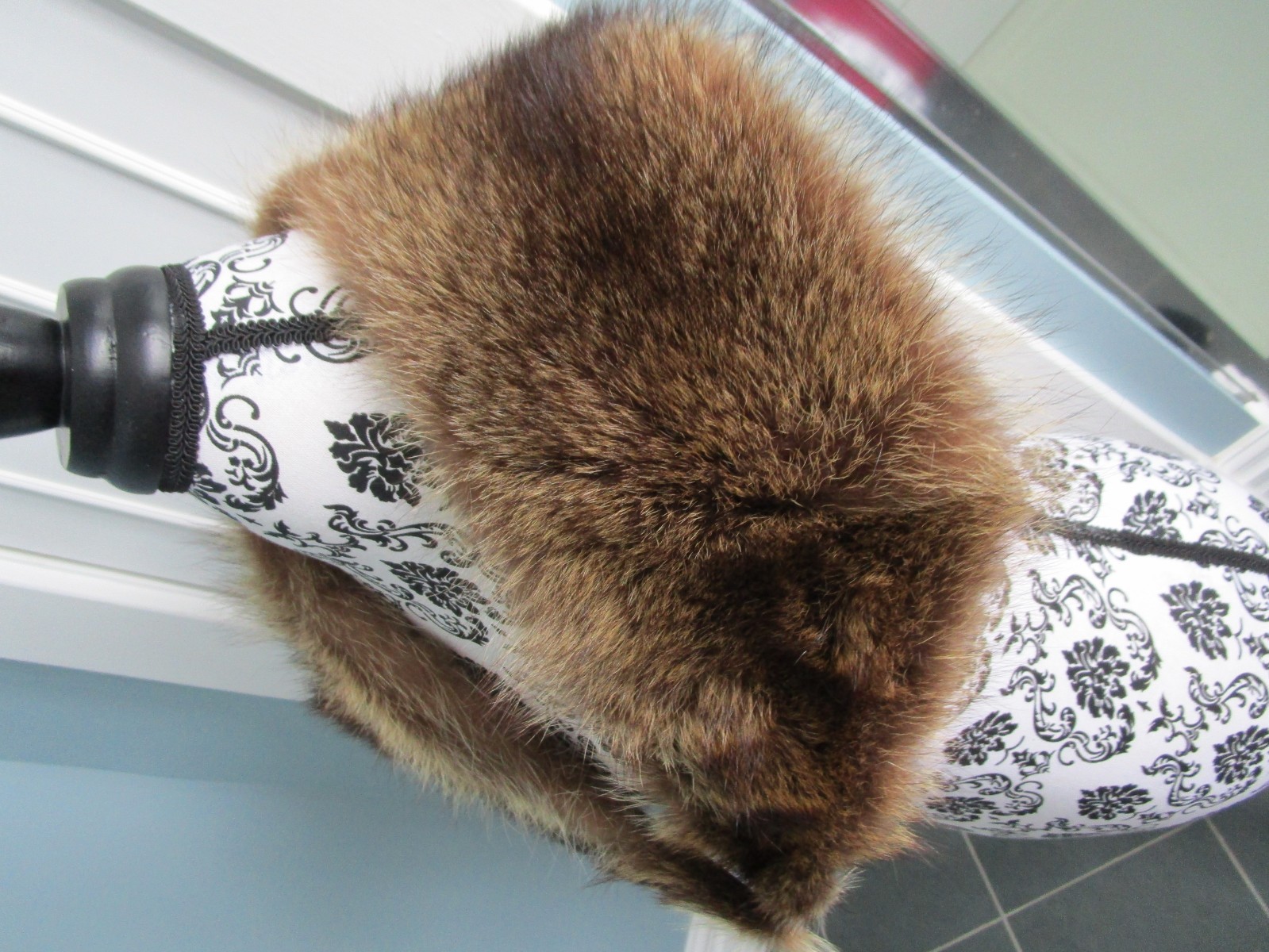 VINTAGE Brown Real Genuine RACCOON FUR Lined Collar Jacket Coat Unisex