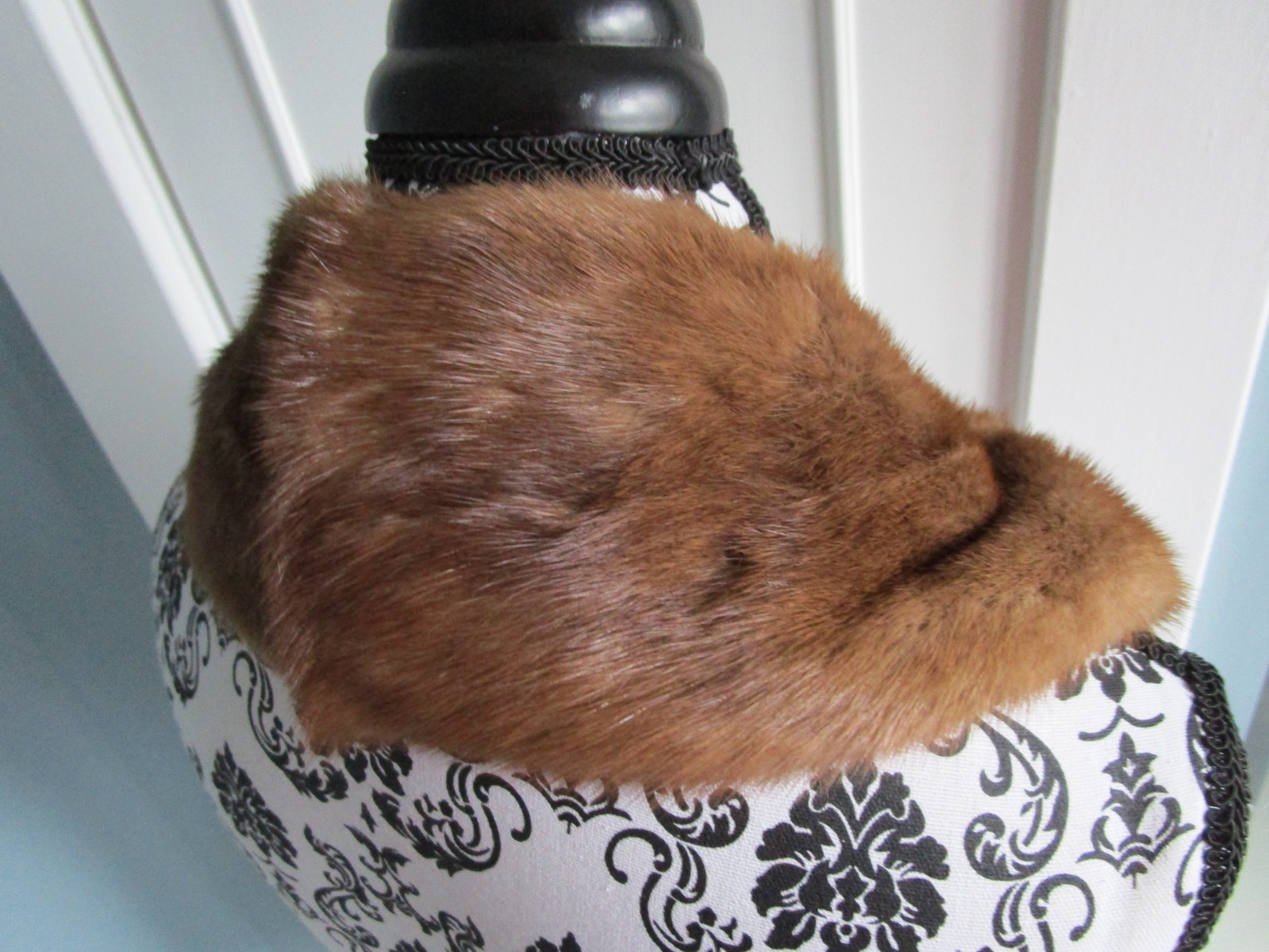 VINTAGE Honey Beige Real Genuine MINK FUR Lined Collar Scarf Jacket Coat
