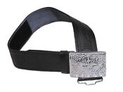 Leather Celtic Design Kilt Belt Black Scottish Chrome Finish Buckle Brown option - 30