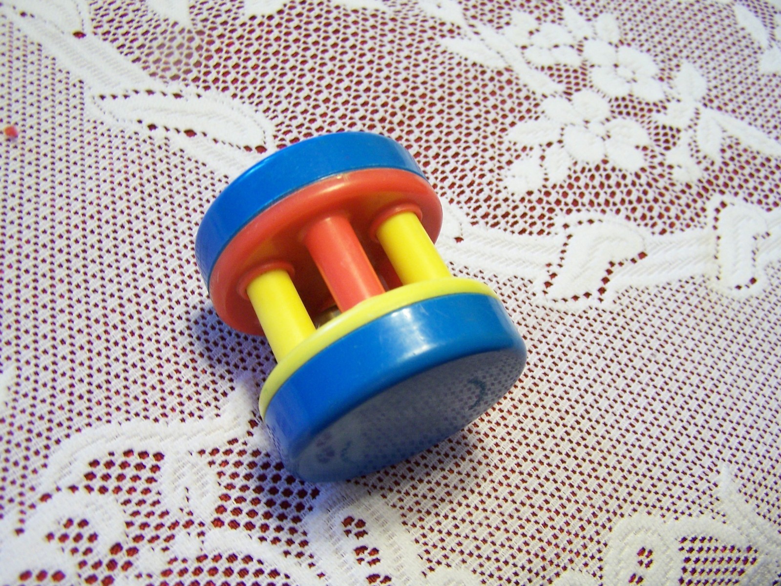 First Years 1984 Vintage Baby Rattle Blue Orange Yellow