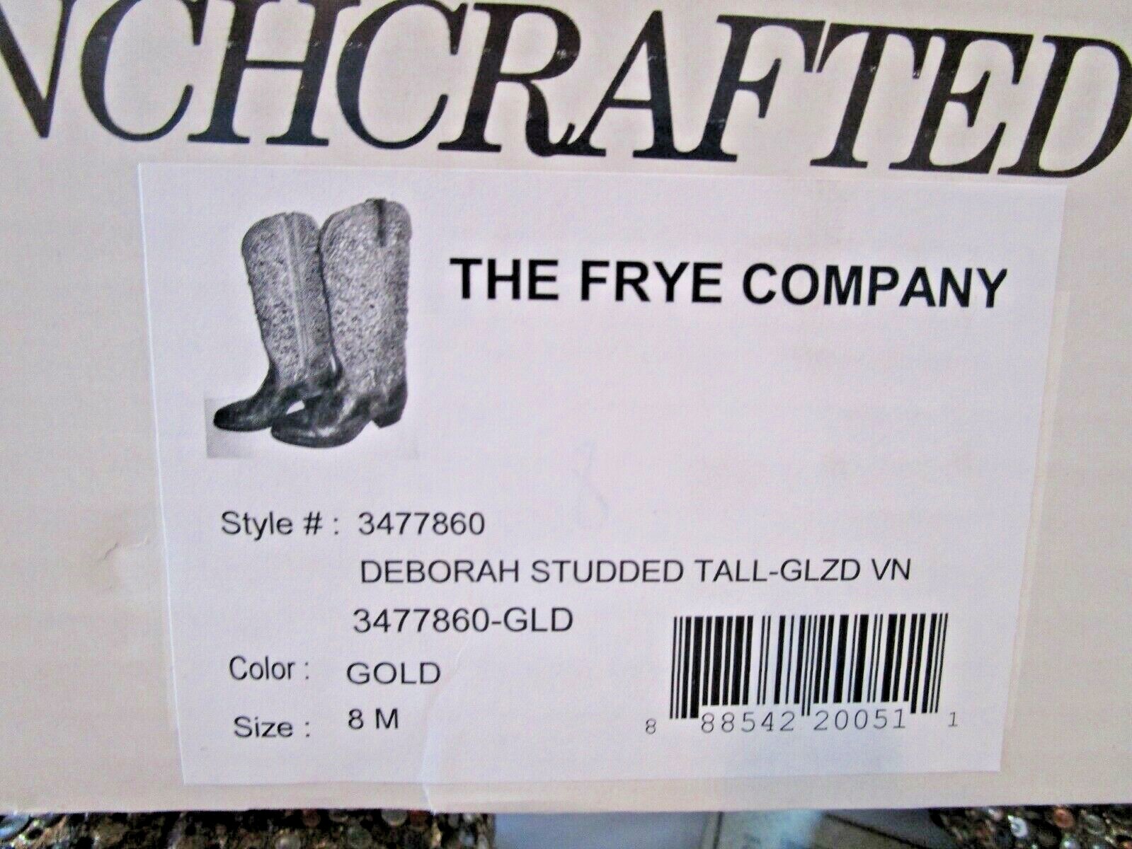 Pre-owned Frye Deborah Studded Tall Boots Size 8 Gold