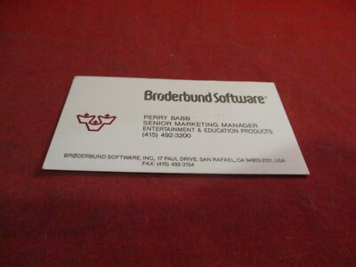 Broderbund Software Video Game Company Retro Original Business Card