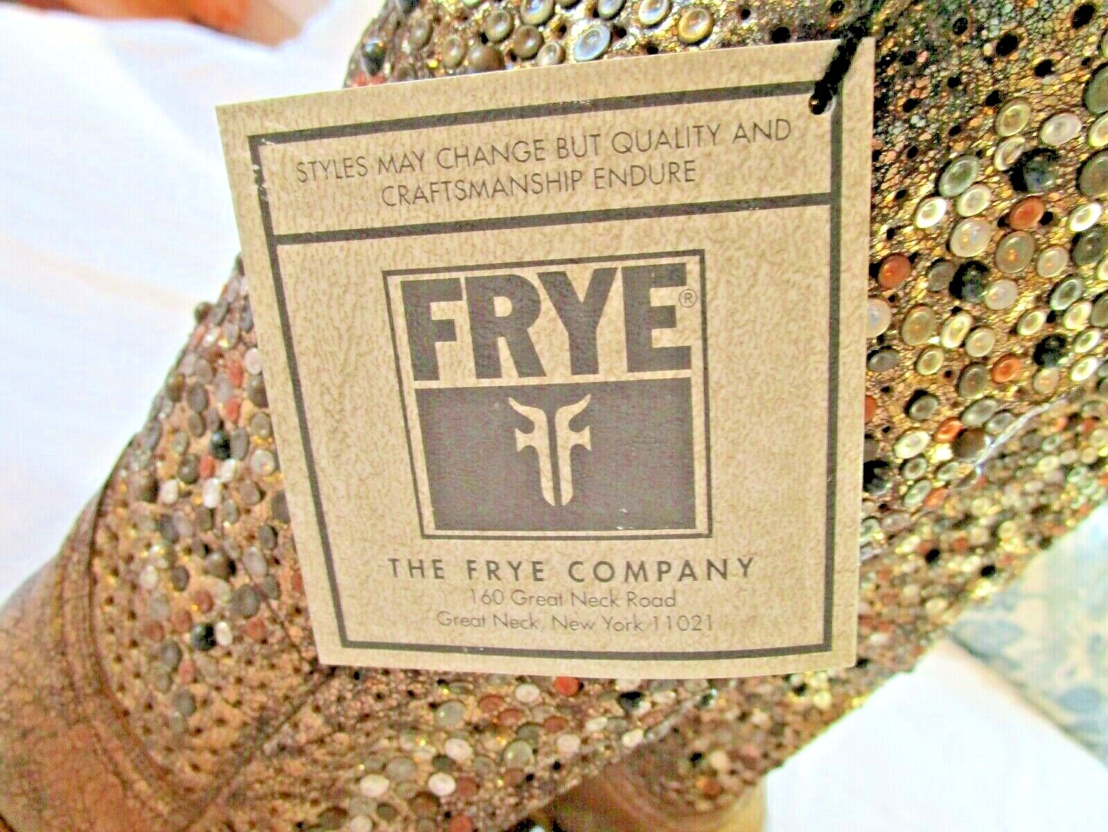 Pre-owned Frye Deborah Studded Tall Boots Size 8 Gold