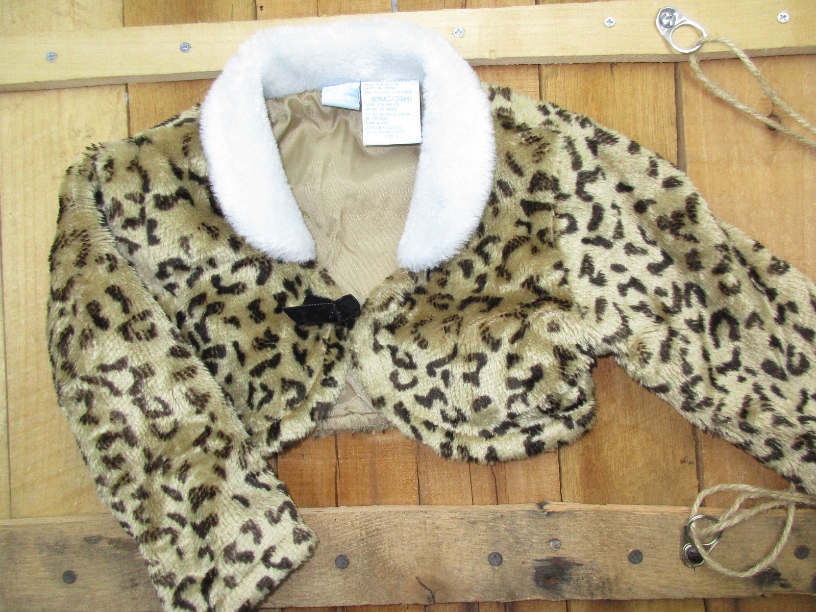 Disney Girls size 24 Months Cheetah Animal Print Faux Fur Coat BH104