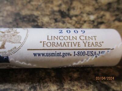 2009-D US MINT WRAPPED 'FORMATIVE YEARS' CENT ROLL   PP1