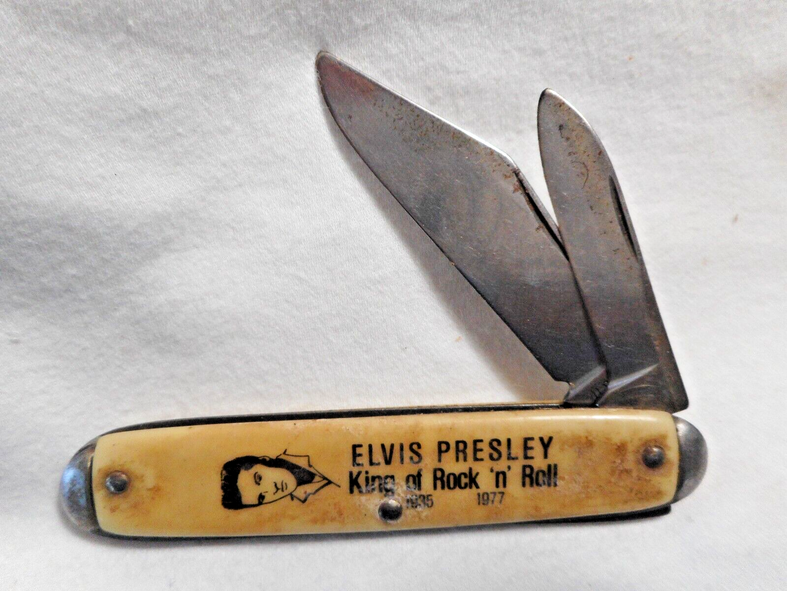 Vtg Elvis Presley King of Rock n' Roll KNIFE 2 Blade Souvenir