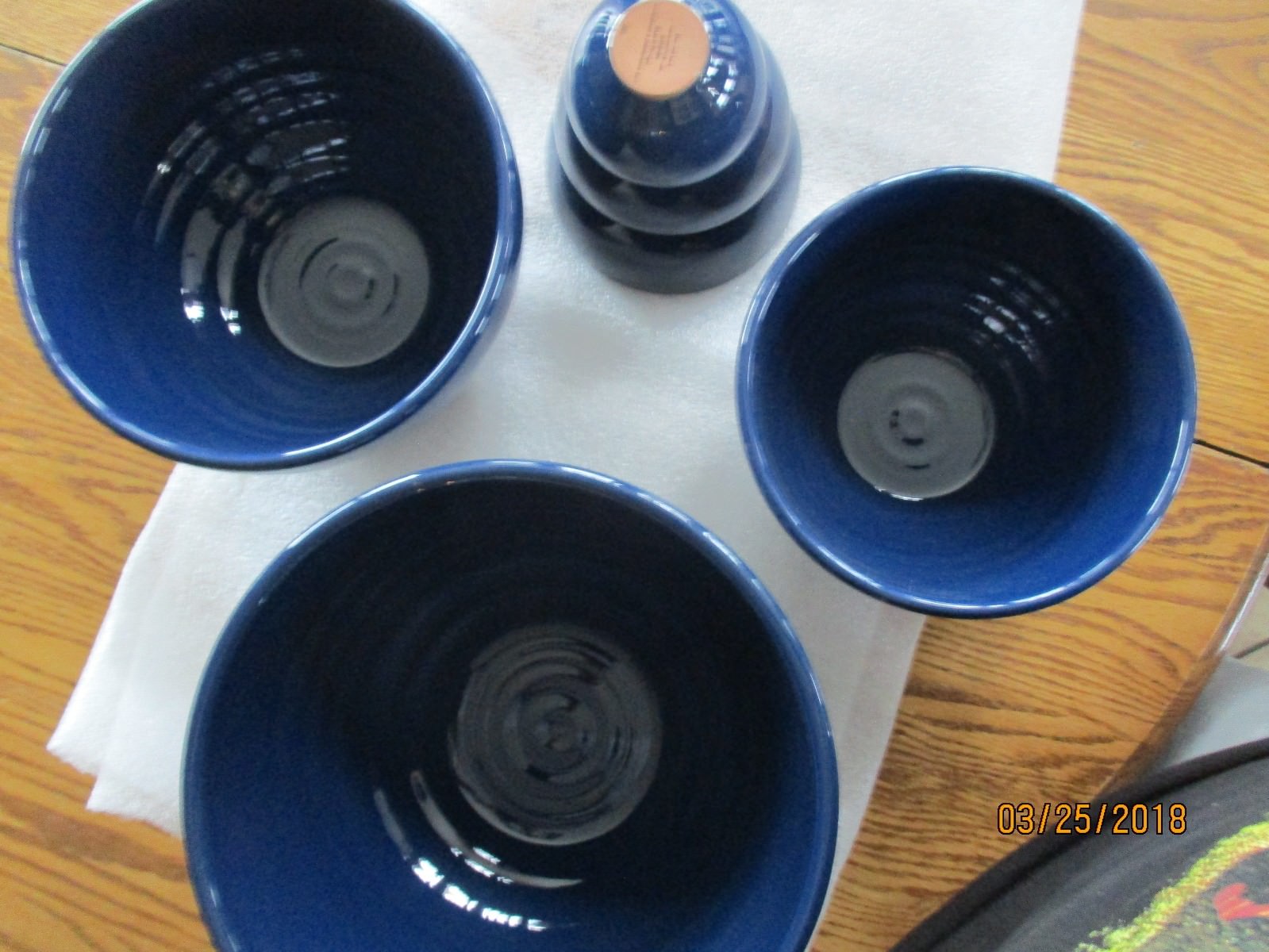 6 NEW Cobalt BLUE STONEWARE Terracotta Nesting Mixing Bowls RETIRED Portugal