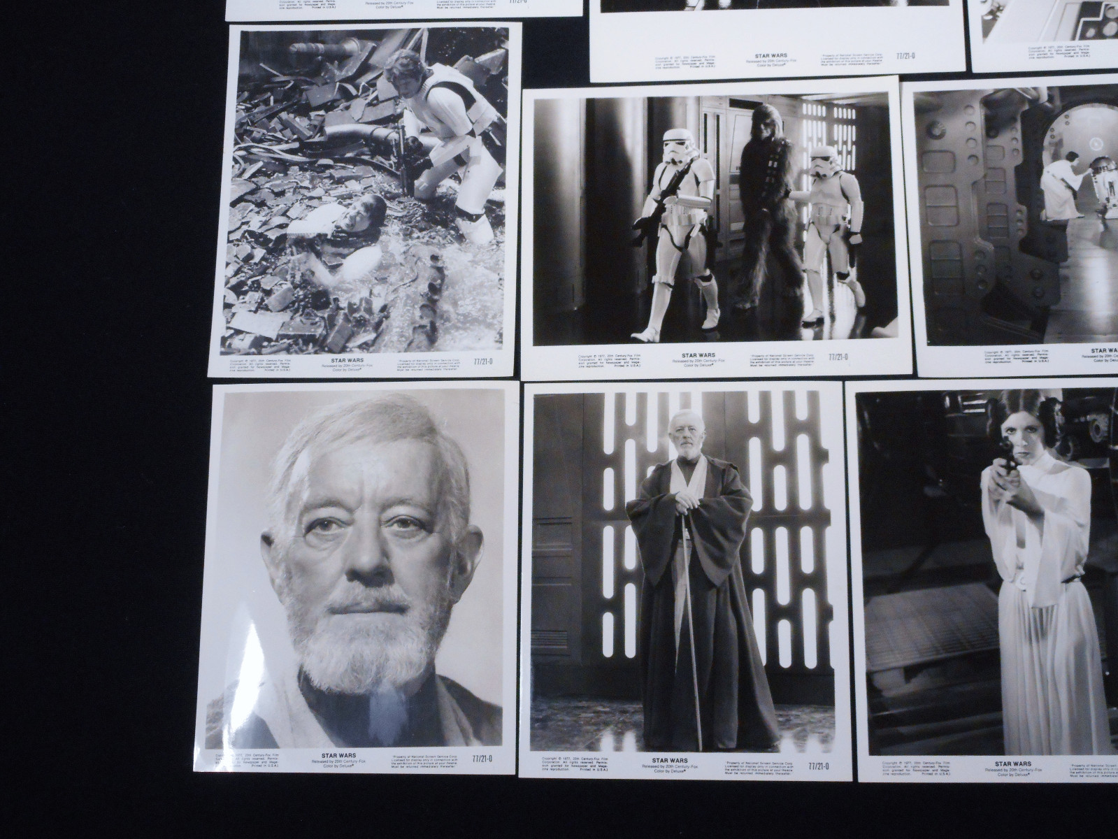 STAR WARS 1977 * COMPLETE SET OF 20 BLACK & WHITE 8x10 PHOTOS * C10 MINT UNUSED!