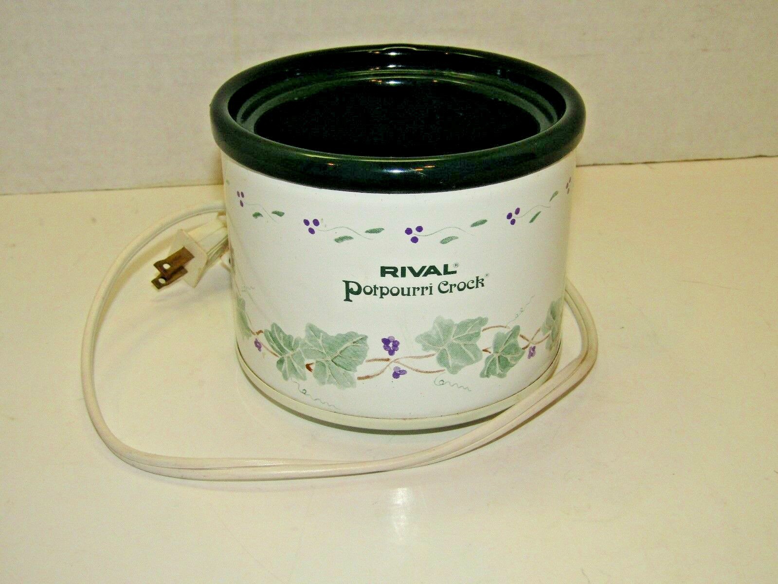 Rival Potpourri Electric Crock Grape Vine Design In Box Tested Works 3206GR