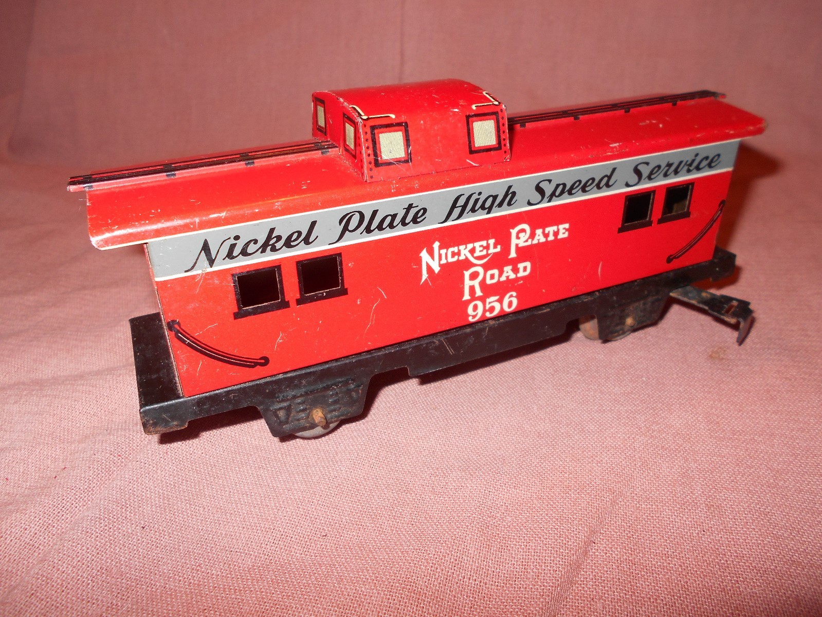 Vintage Tin Marx Toy Caboose Train NICKEL PLATE ROAD 956 High Speed USA CLEAN