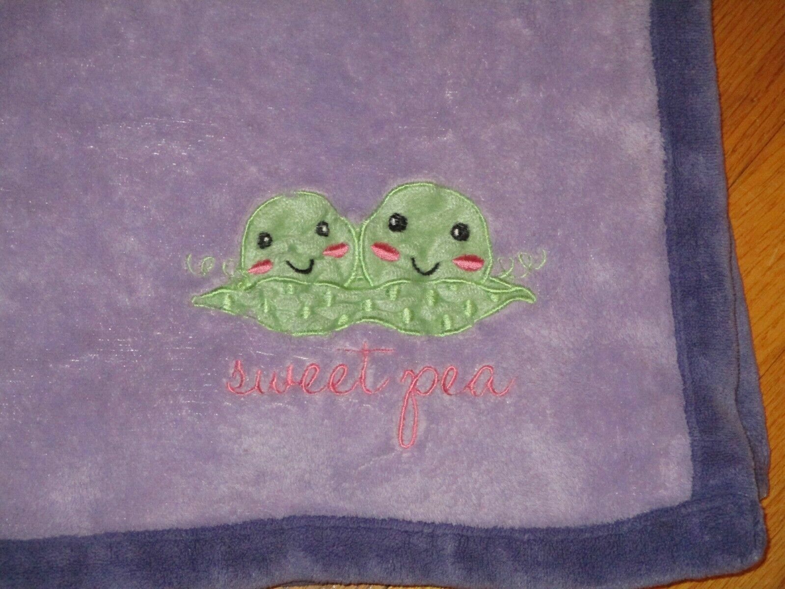 HTF Silver One Baby Lavender & Purple "Sweet Pea" Blanket