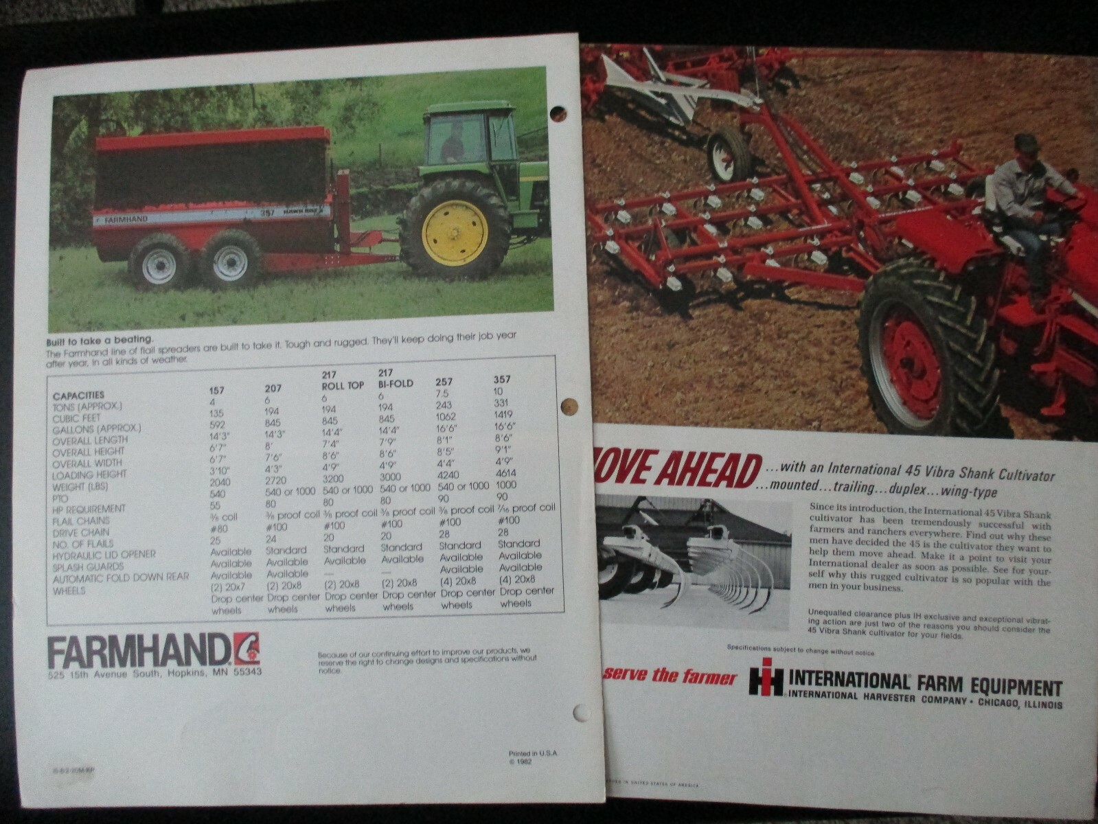 4 Dealer Sales Brochures on IHC Vibra Shank, Hesston, Dual3100, Farmhand Flail S