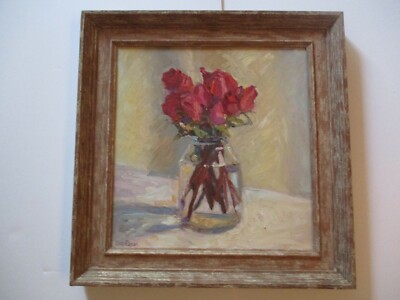 VINTAGE STILL LIFE OIL PAINTING MASTERFUL IMPRESSIONIST FLORAL FLOWERS LISTED 