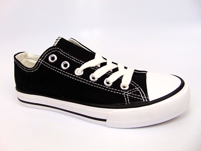 Womens black top canvas trainers