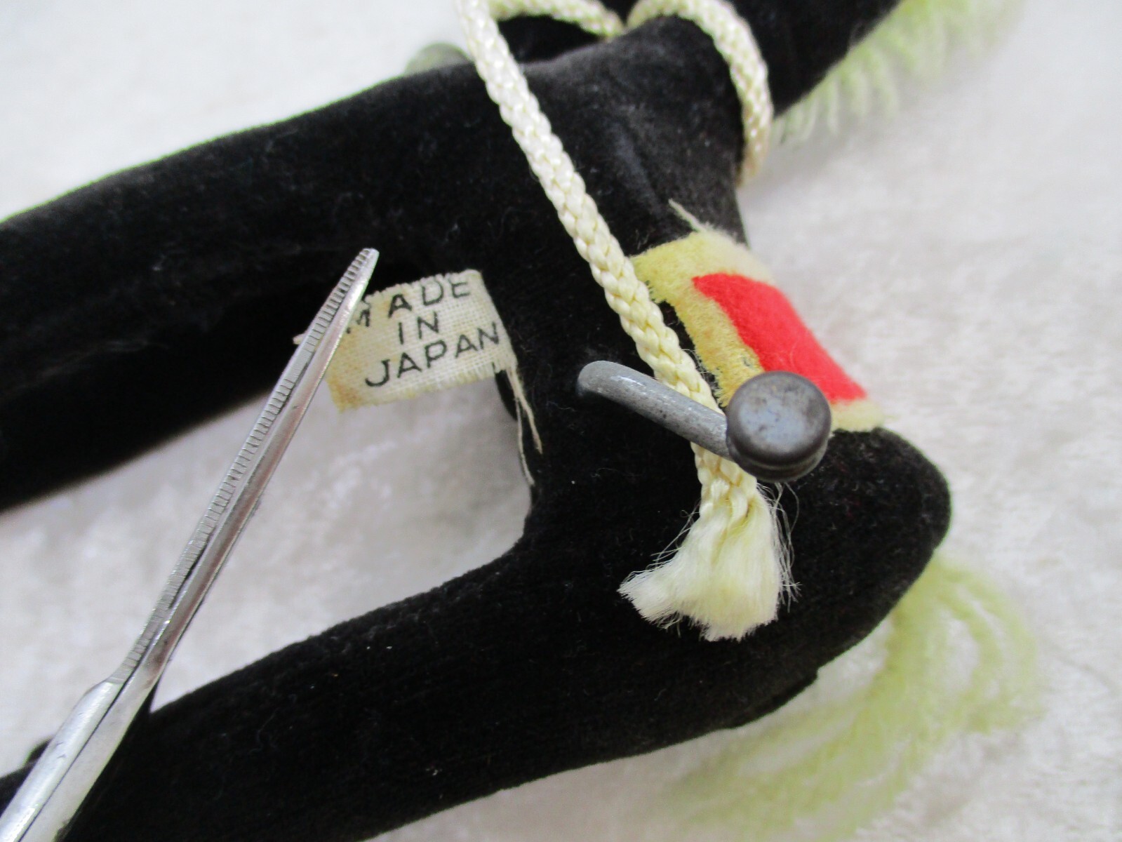 Vintage Small Black Velvet Japan Plush Horse/Donkey Music Box-Needs Repair