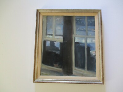 VINTAGE 1960'S IMPRESSIONIST IMPRESSIONISM PAINTING URBAN WINDOW VIEW MODERNISM