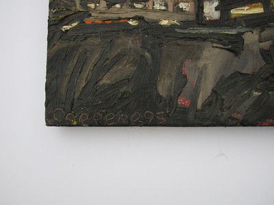 ROBERT CARRERE CHUNKY PAINTING MODERNIST IMPRESSIONISM CITY URBAN NIGHT BUILDING