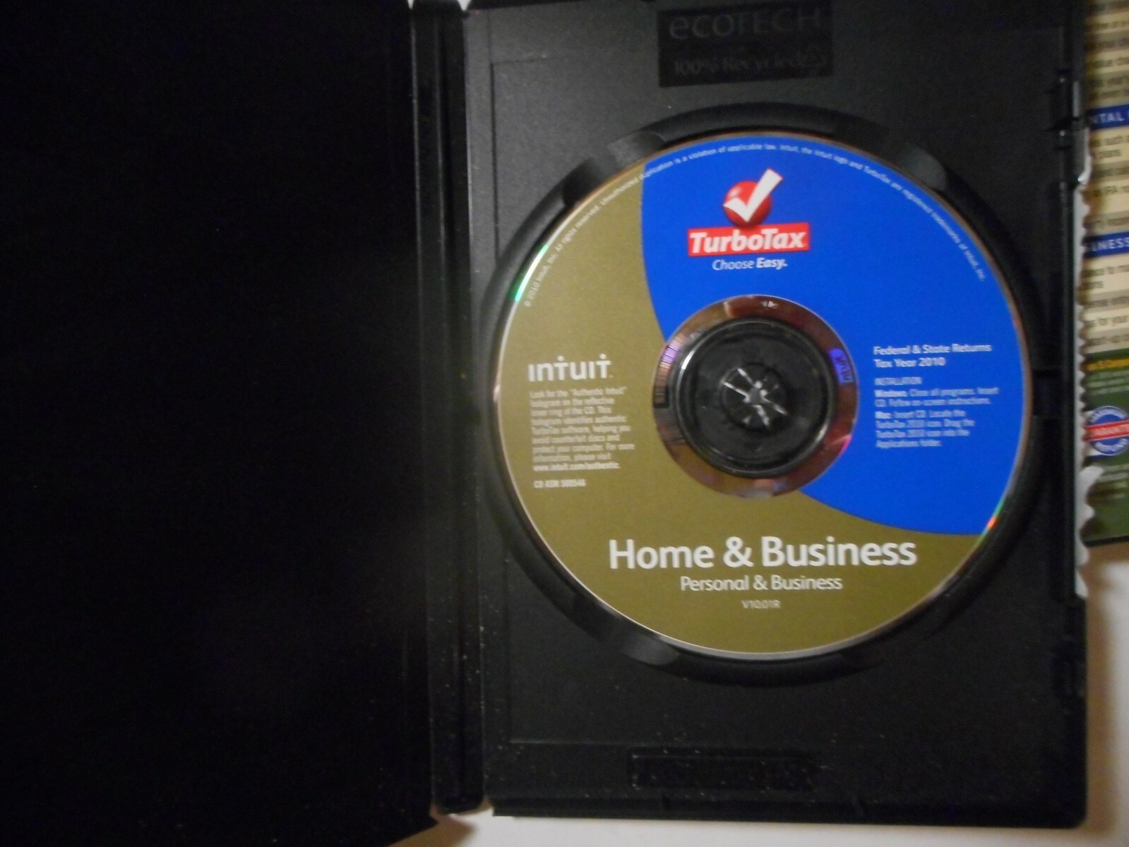 FEDERAL RETURN ONLY  *Retail*  2010 & 2011 TURBOTAX HOME & BUSINESS CD
