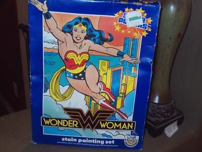 VINTAGE WONDER WOMAN SUPER POWERS STAIN PAINTING SET SUPER FRIENDS RARE NEW 1984