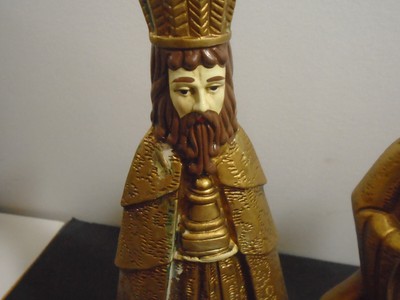 VINTAGE JAPANESE GOLD TONE 3 WISE MEN CANDLE HOLDER SET LOT OF 3