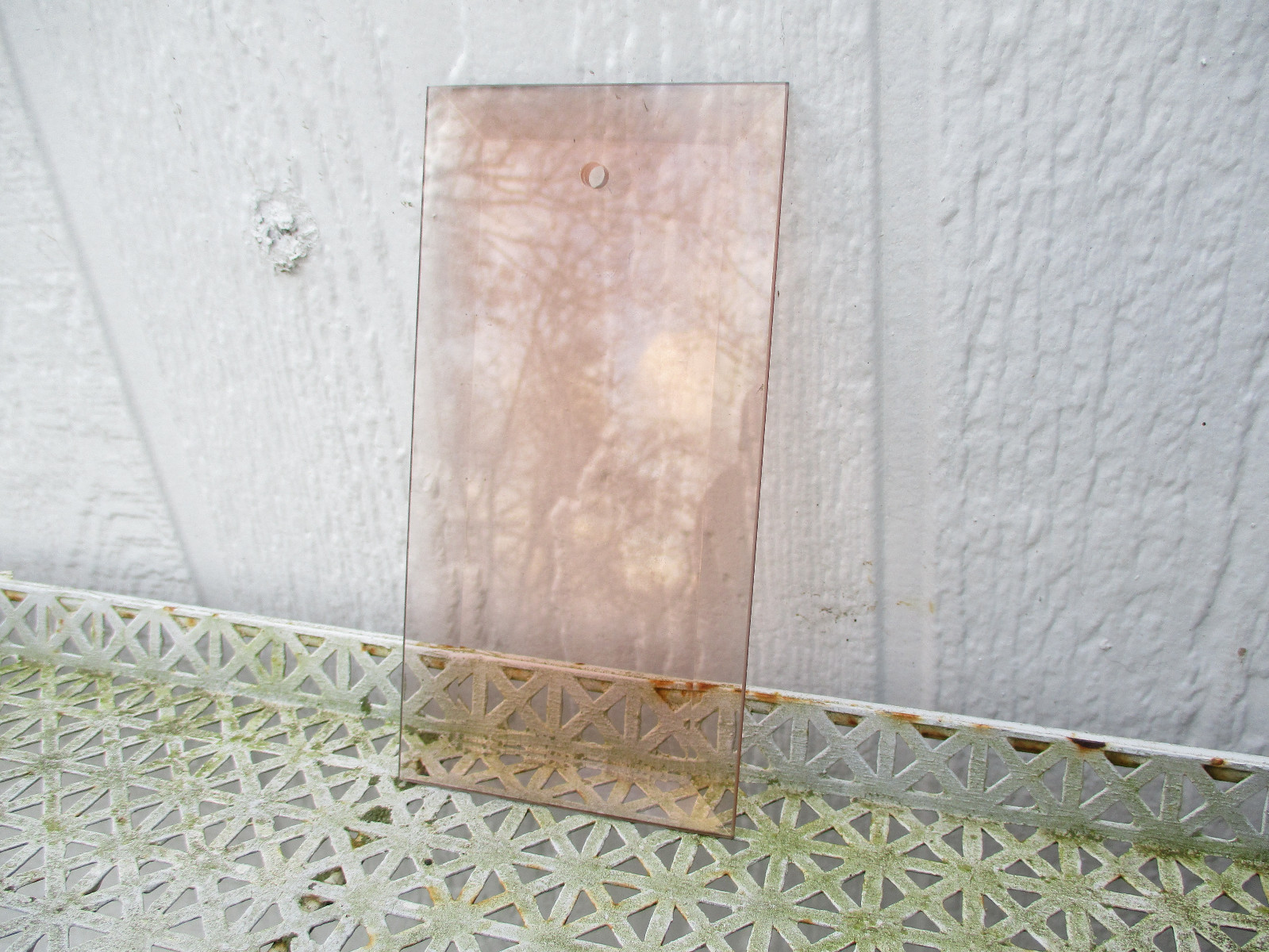 Beveled Peach Glass W/Hole Hanging Parts 3