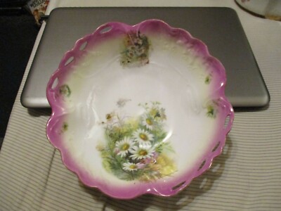 B.R.C. Viola Germany Bowl Scalloped & Pierced Rim 9 inch Porcelain