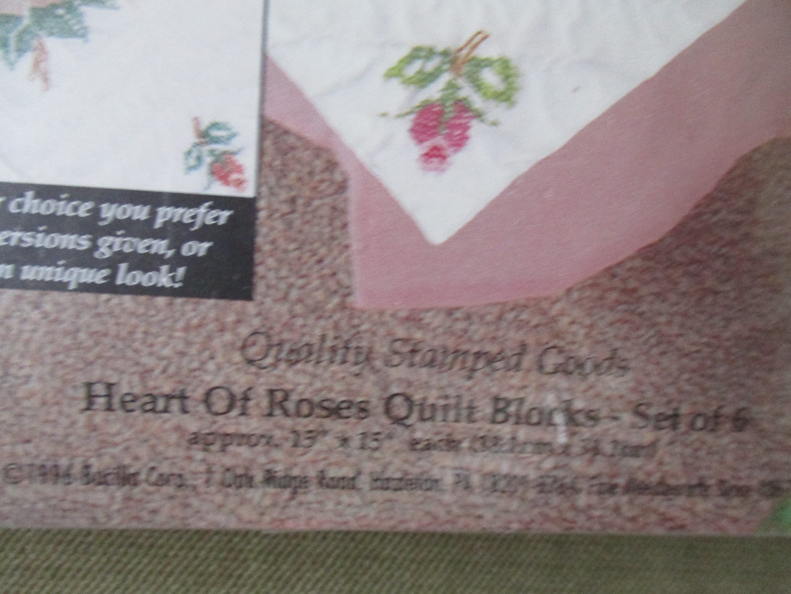 Bucilla Special Edition Heart of Roses Cross Stitch Quilt Squares 15