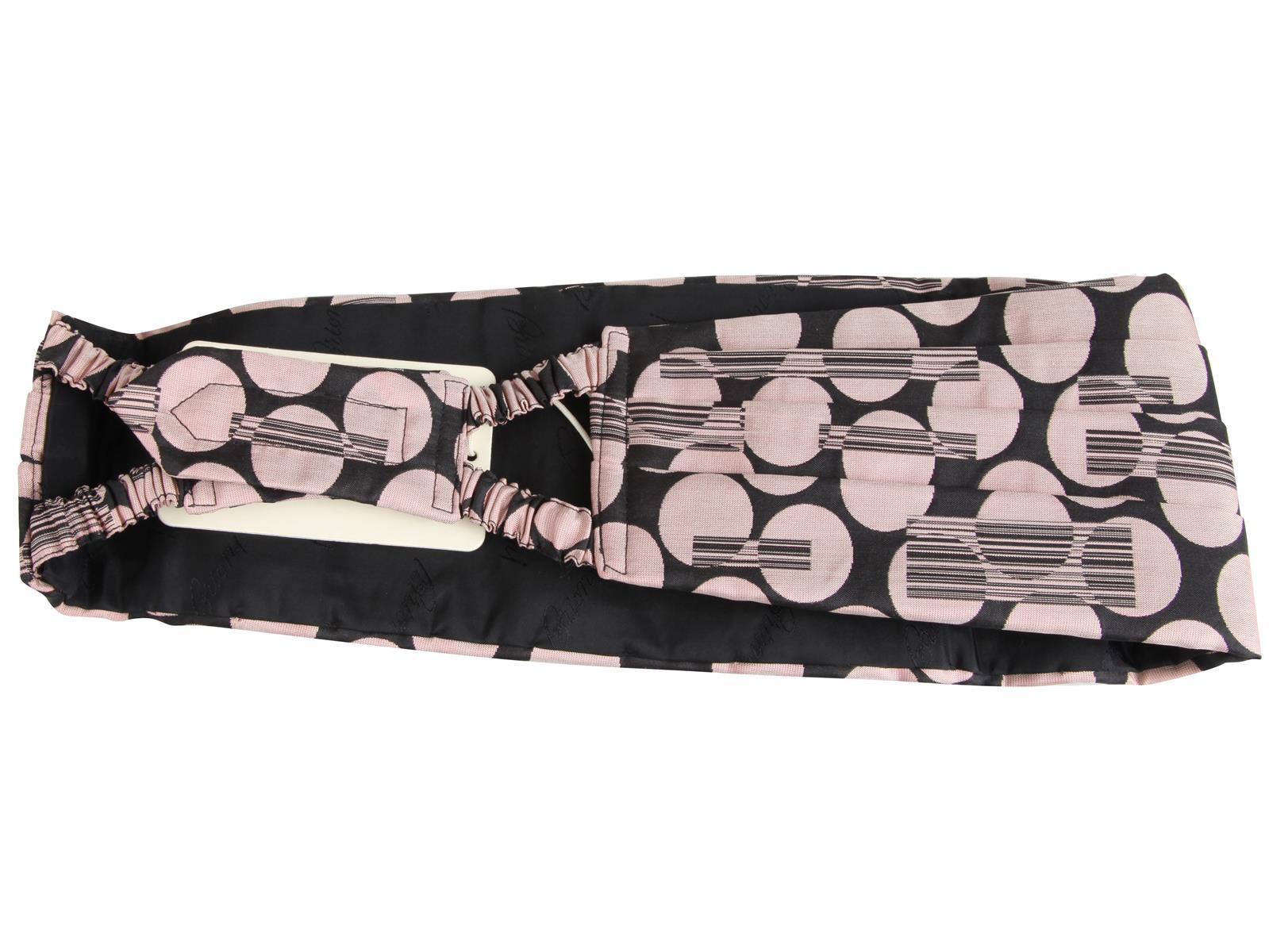 Pre-owned Brioni Men's Cummerbund Belt Pink Black 100% Silk Hand Made In Italy