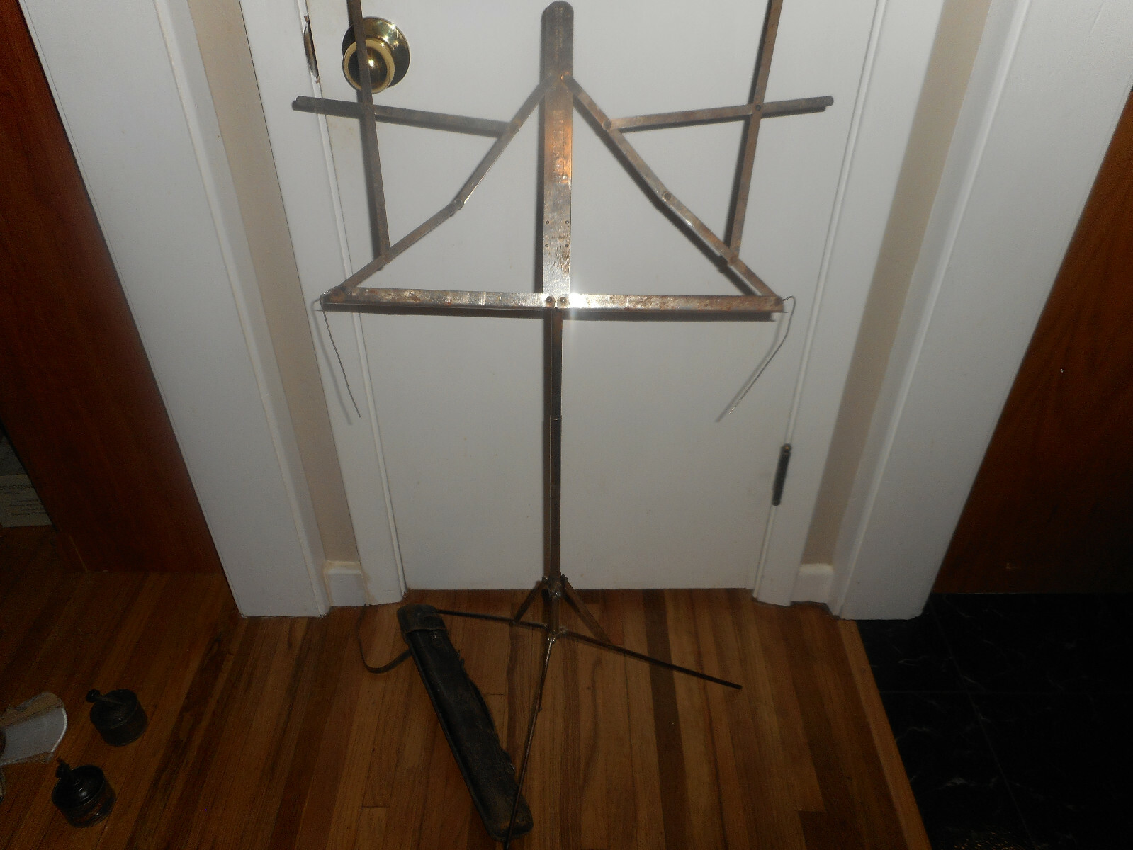 Antique Metal Hamilton Music Stand with Leather Carrying Case Original