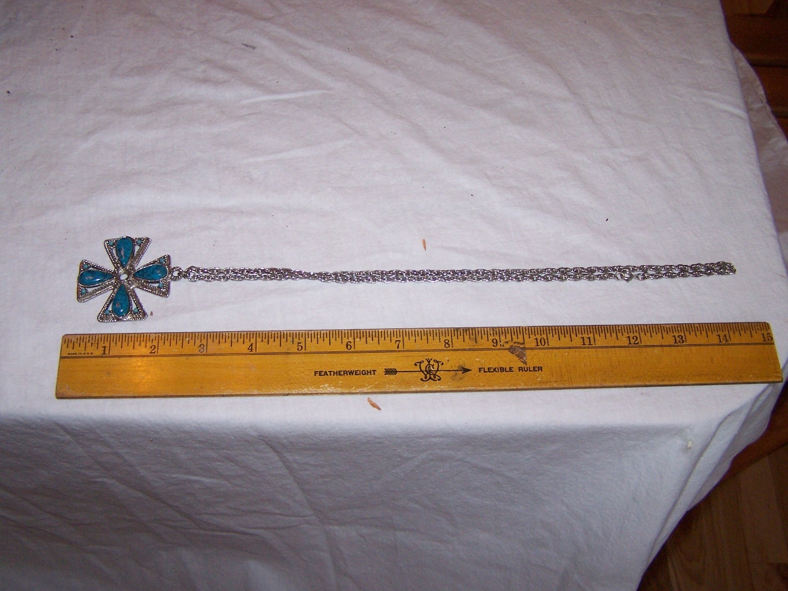 Vintage Faux Turquoise Maltese Cross Southwest Necklace