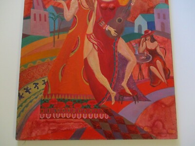 Modernist Painting Women City Urban Musician Cafe Expressionism Cubism Listed