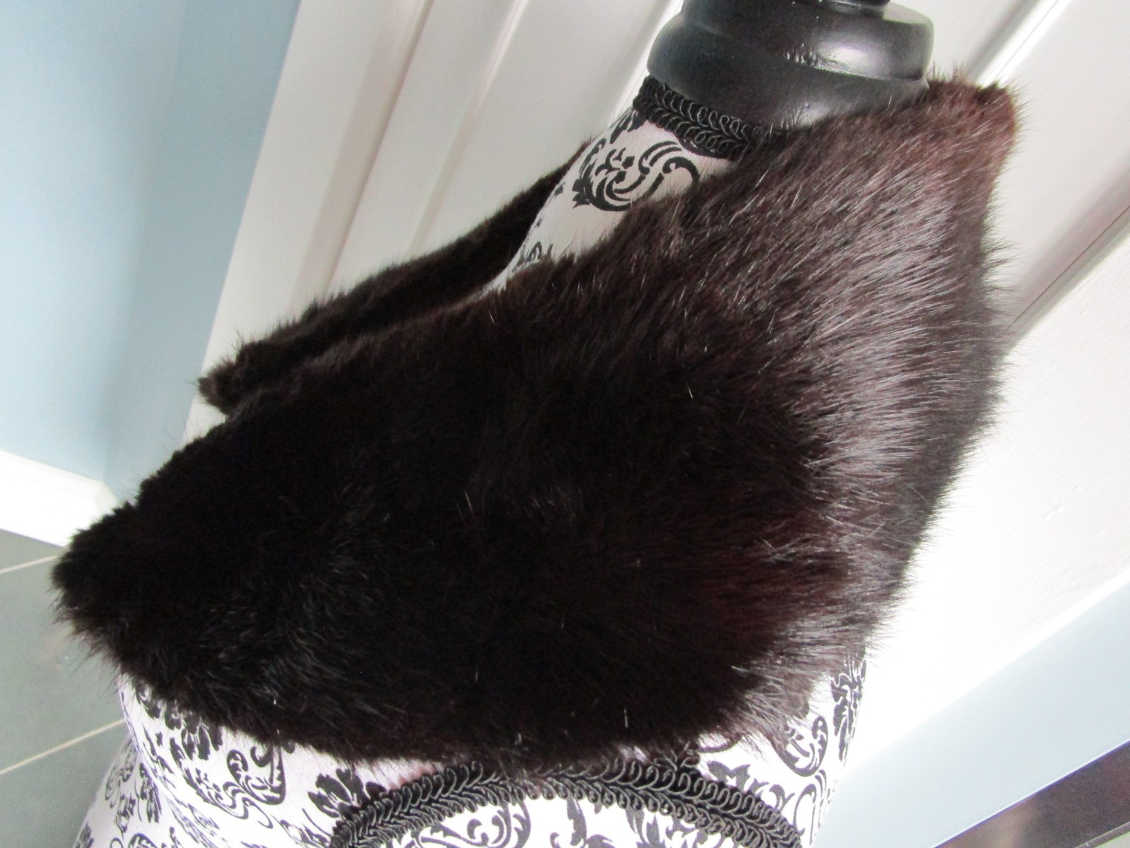 VINTAGE Brown Real Genuine MINK FUR Lined Collar Scarf Jacket Coat