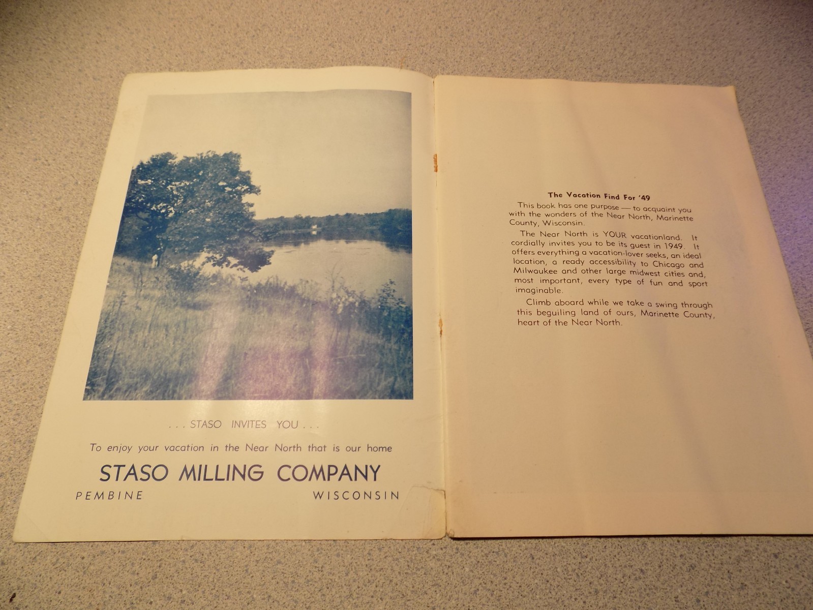 VTG 1949 Tour Book WISC. marinette CO. NEAR NORTH lake maps guide ADVERTISING