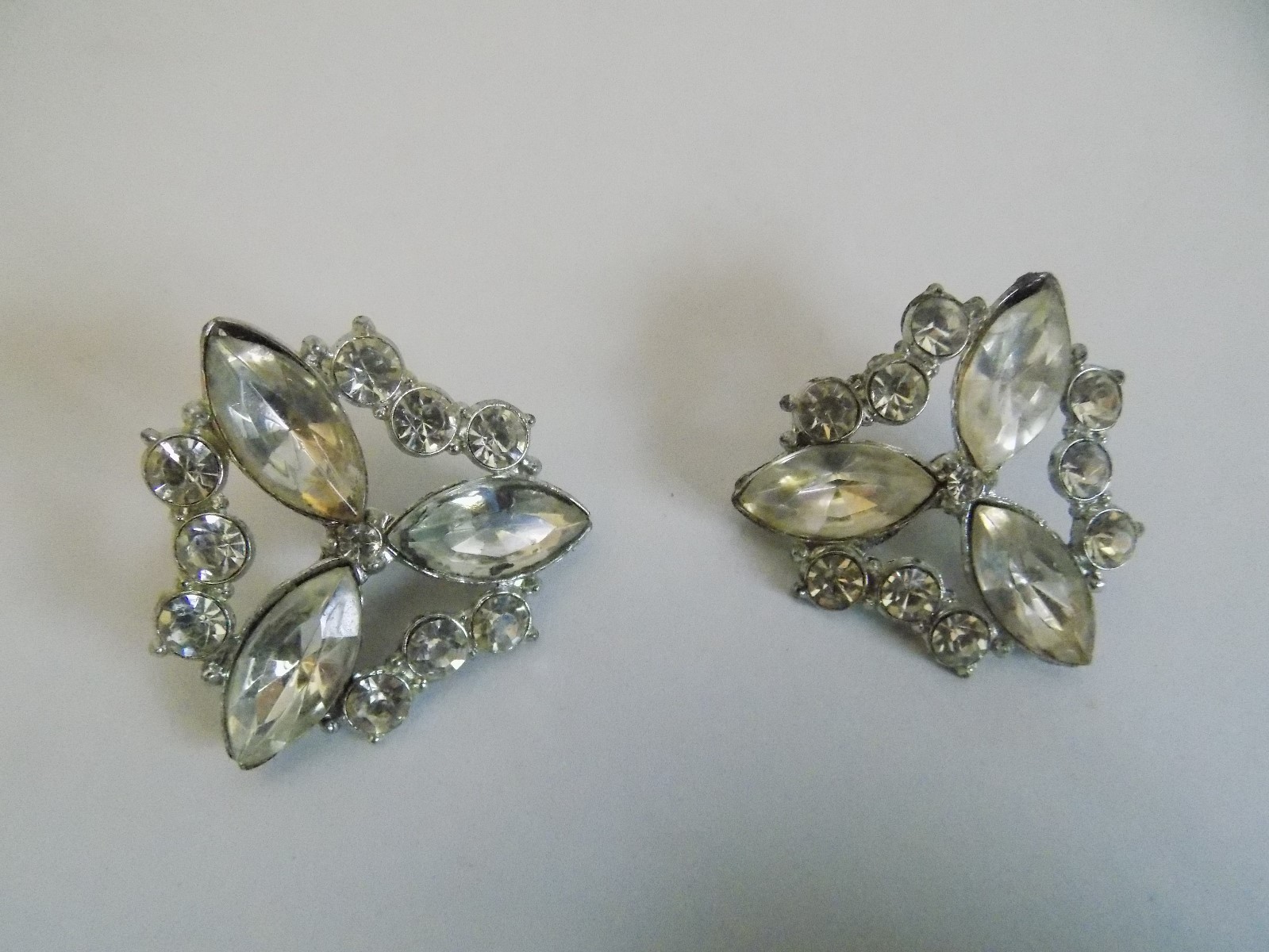 Vintage Rhinestone Silvertone Buttons (Set of 2)