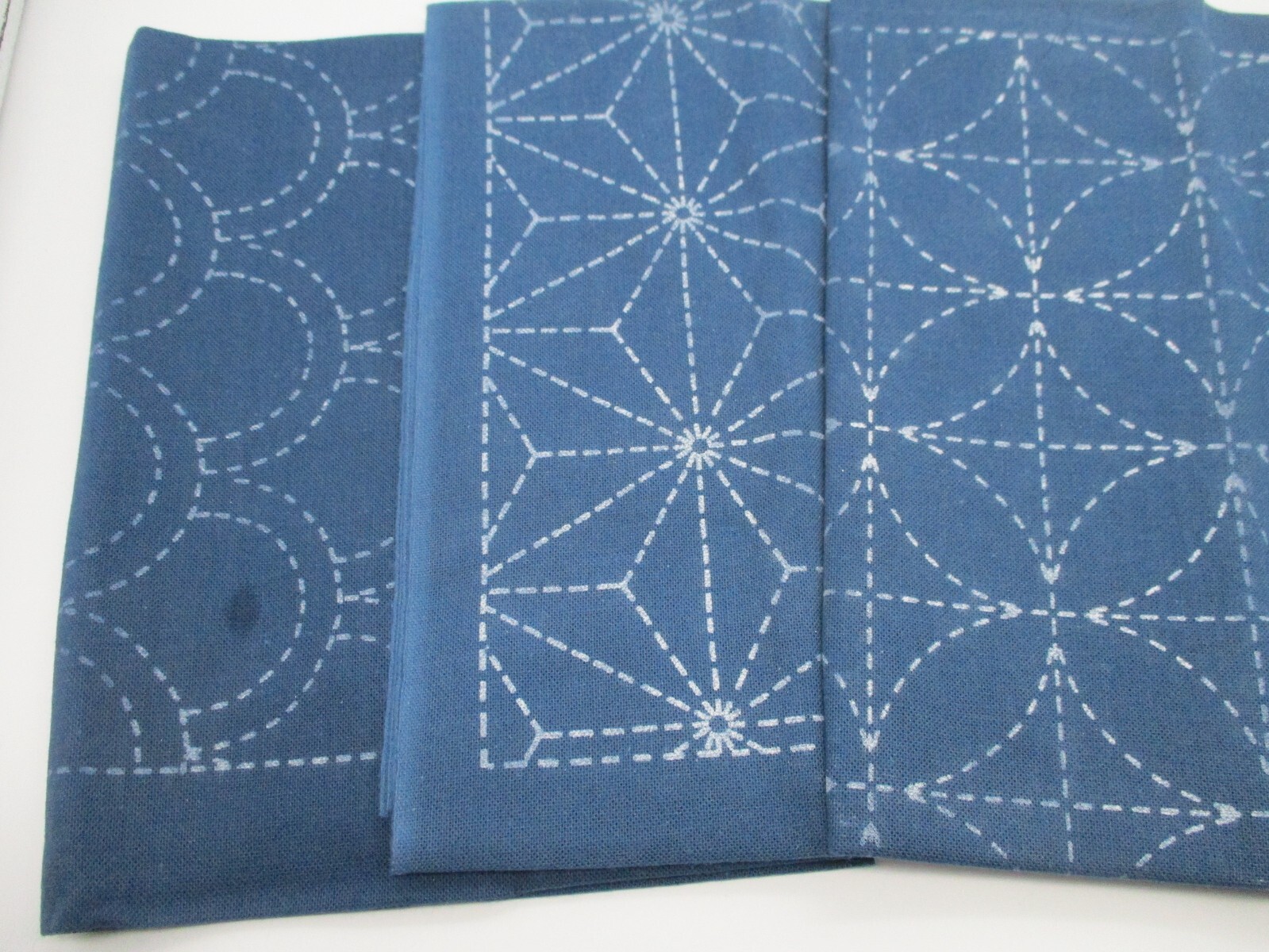 STARTER SET Naska SASHIKO Kit cut cloth Navy 3pcs with Needle Thread thimble