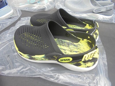 New Crocs Lite Ride 360 Marbled Clog Men's 5, Women's 7 Black/Citrus