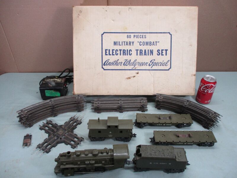 Vintage MARX MILITARY COMBAT ELECTRIC TRAIN SET (green) Original Box  Walgreen