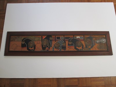 FINEST SUKRID THAREENAK PAINTING WOOD CARVING THAILAND MODERNIST 1970'S POP 