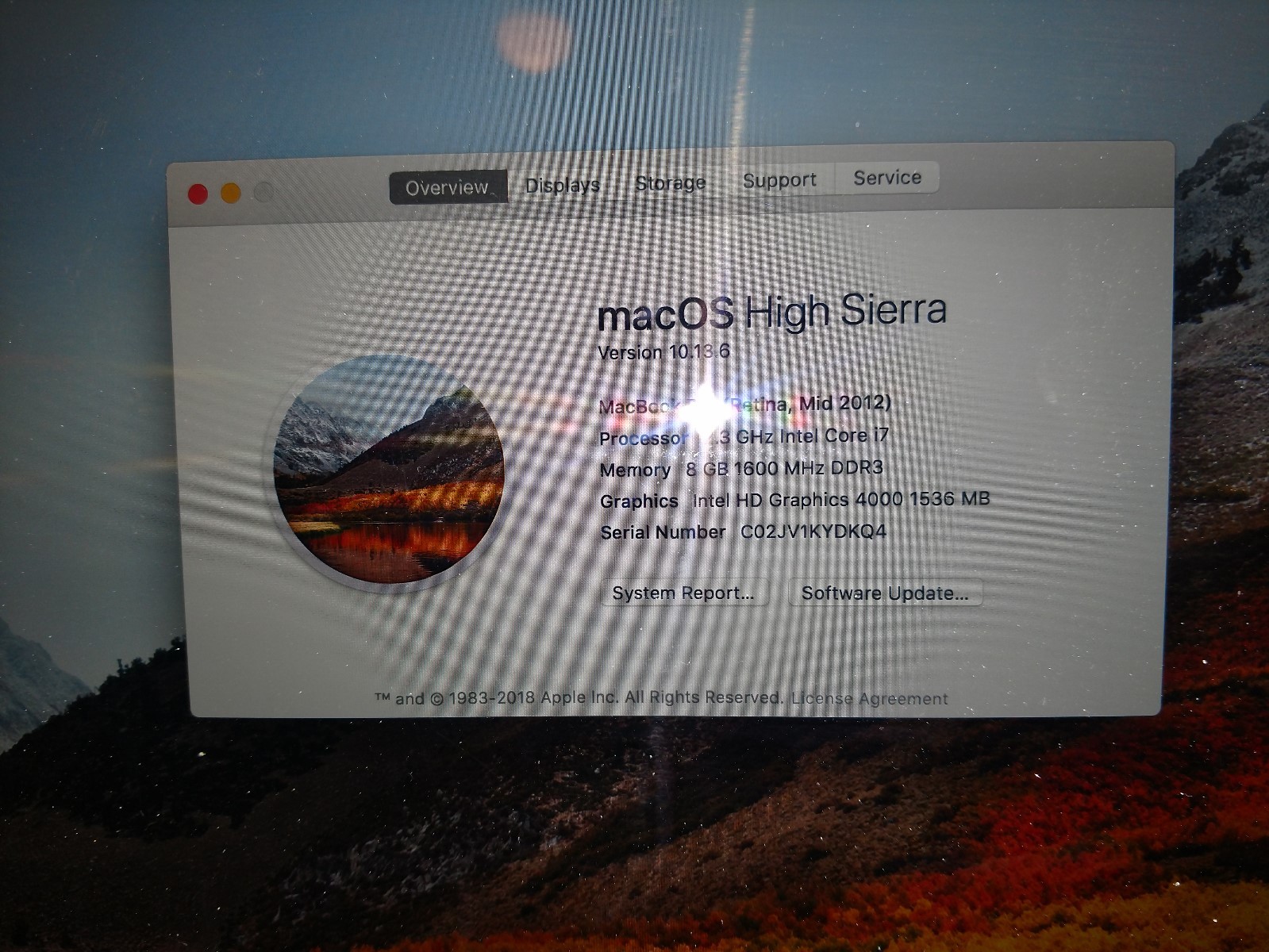 MacBook Retina Pro 15 inch Mid 2012