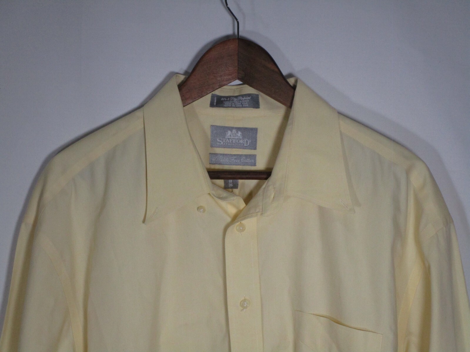 Stafford Executive Men's Wrinkle Free Cotton Button Down Dress Shirt Size 18/36