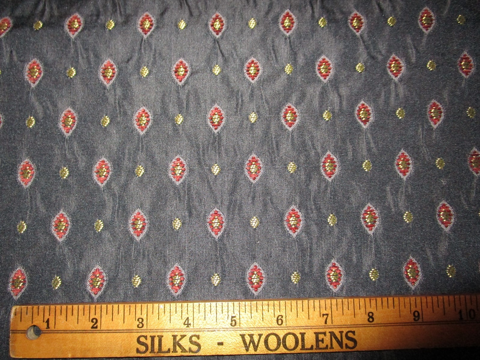Black Upholstery fabric Red Gold Diamond design 76