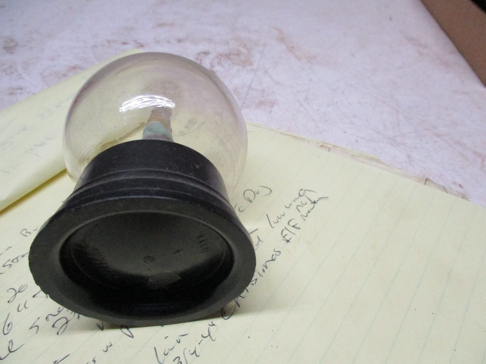 Old Heavy Glass & Porcelain Base Snow Globe Snowdome Chrismas Elf