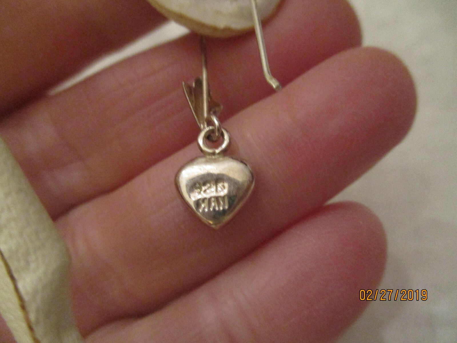 Vintage sterling silver black onyx heart dangle earrings